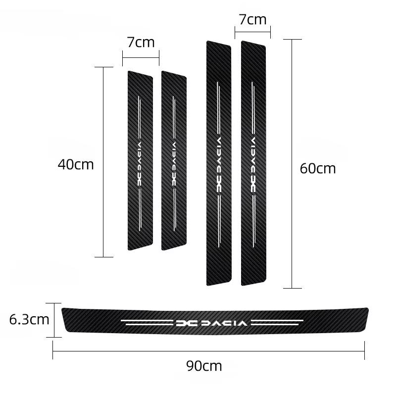 5Pcs Carbon Fiber Car Door Sill Stickers Auto Protector Decal For Dacia Logan Sandero Duster Lodgy Spring Jogger Stepway Dokker
