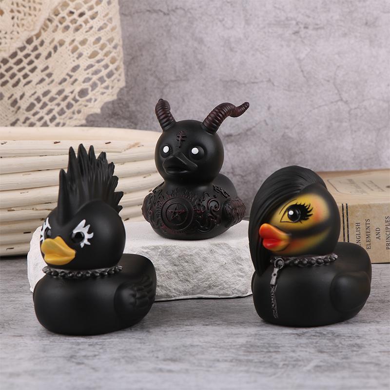 Duck Statue Indoor Gothic Sculpture Punk Animal Figurine Resin Statues Desk Decor Collectible Figurines Satan Duck Tabletop