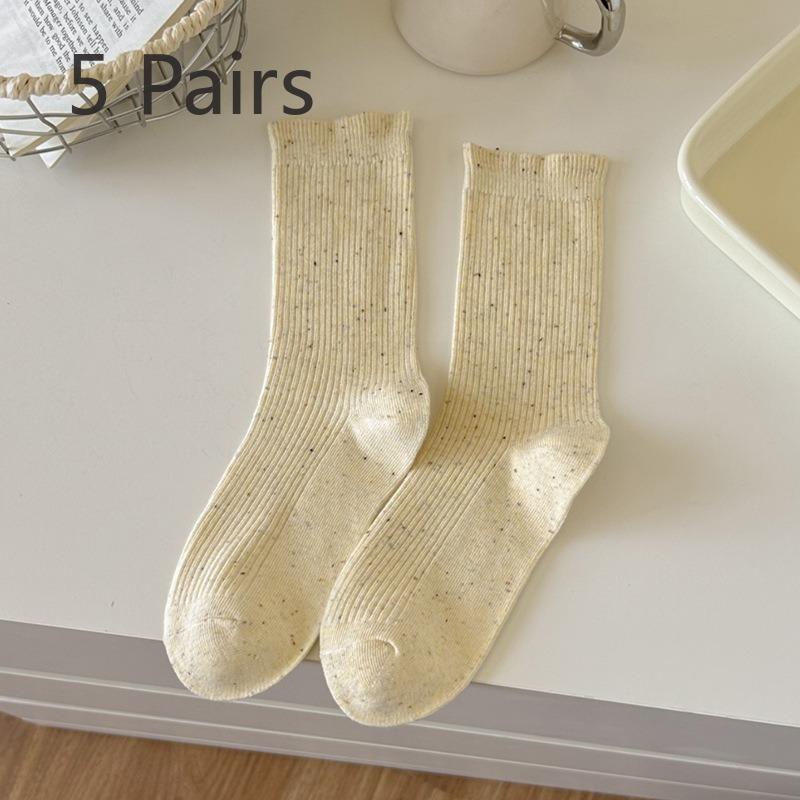 

5 пар женских осенне-зимних балетных кружевных носков средней длины 5 Pairs жёлтый