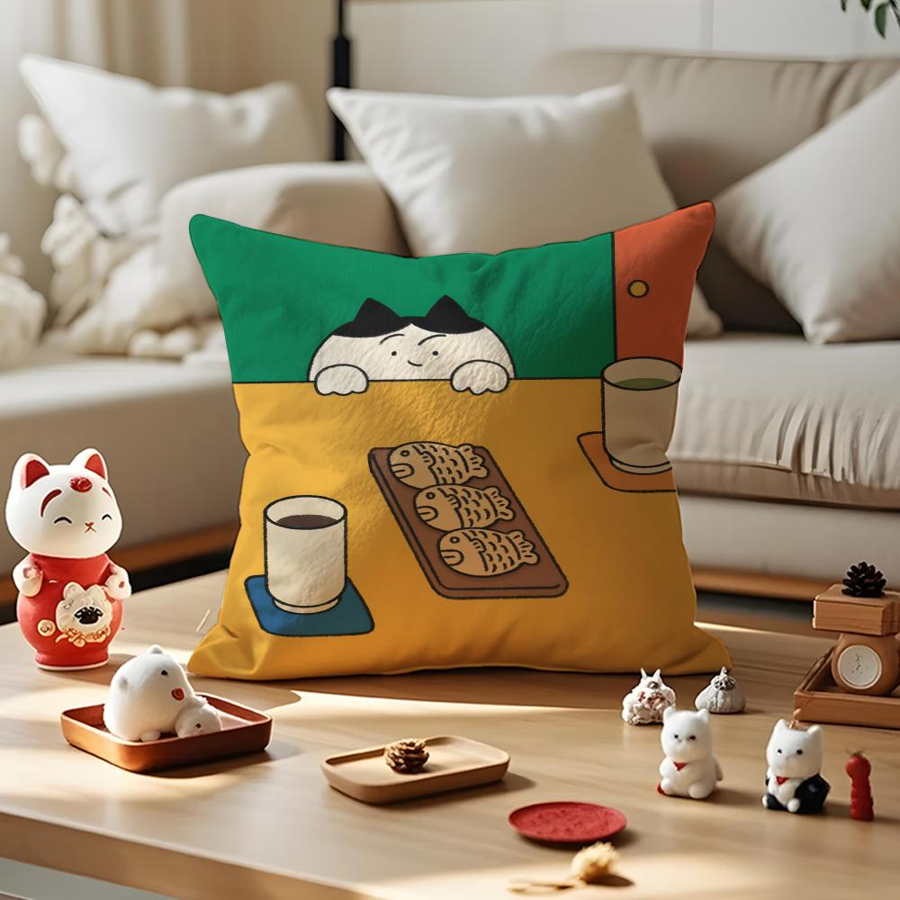 Gomatsu Cushion Cover Anti-dustmite Pillowcase Invisible Zipper Silky Short Plush Sofa Cushion Cover