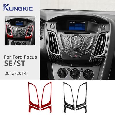 Für Ford Focus SE ST MK3 2012 2013 2014 Echter Weicher Kohlefaser-Aufkleber LHD Auto Mittelkonsole Luftauslass Rahmen Zierleisten Zubehör
