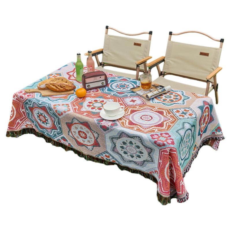 Thickened Cotton Linen Picnic Mat Multifunctional Sofa Cover Cartoon Tablecloth Non Slip Pad