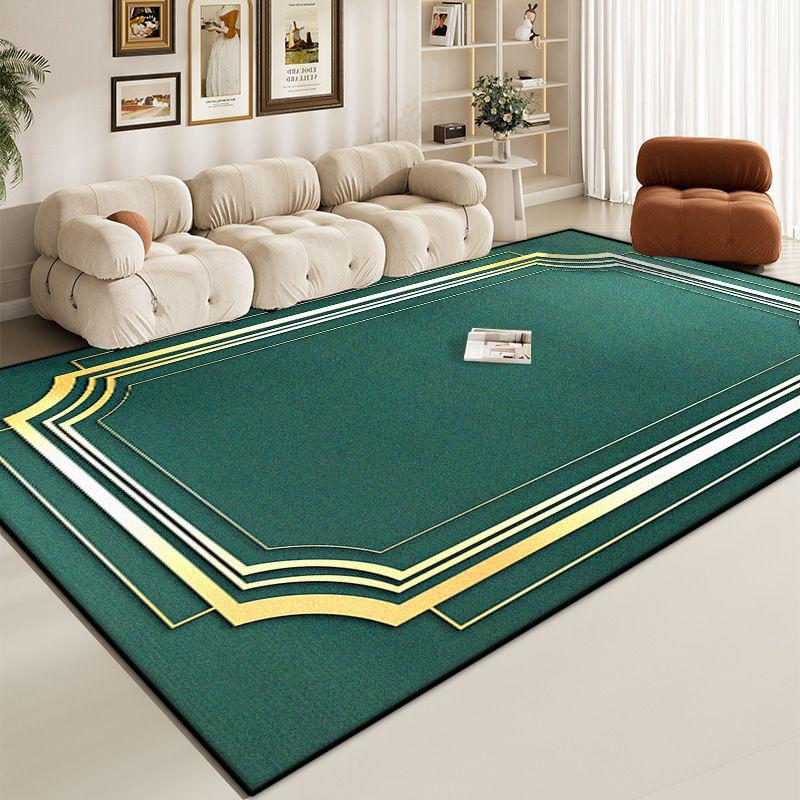Luxury Green Large Living Room Rug Golden Border Antiskid Room Decoration Home Mats Soft Fluffy Lounge Carpet Machine Washable
