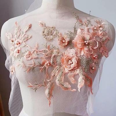 Fashion Elegant Colorful Sequined Embroidery Patches 3D Flower DIY Lace Fabrics Applique Clothing Applique Wedding