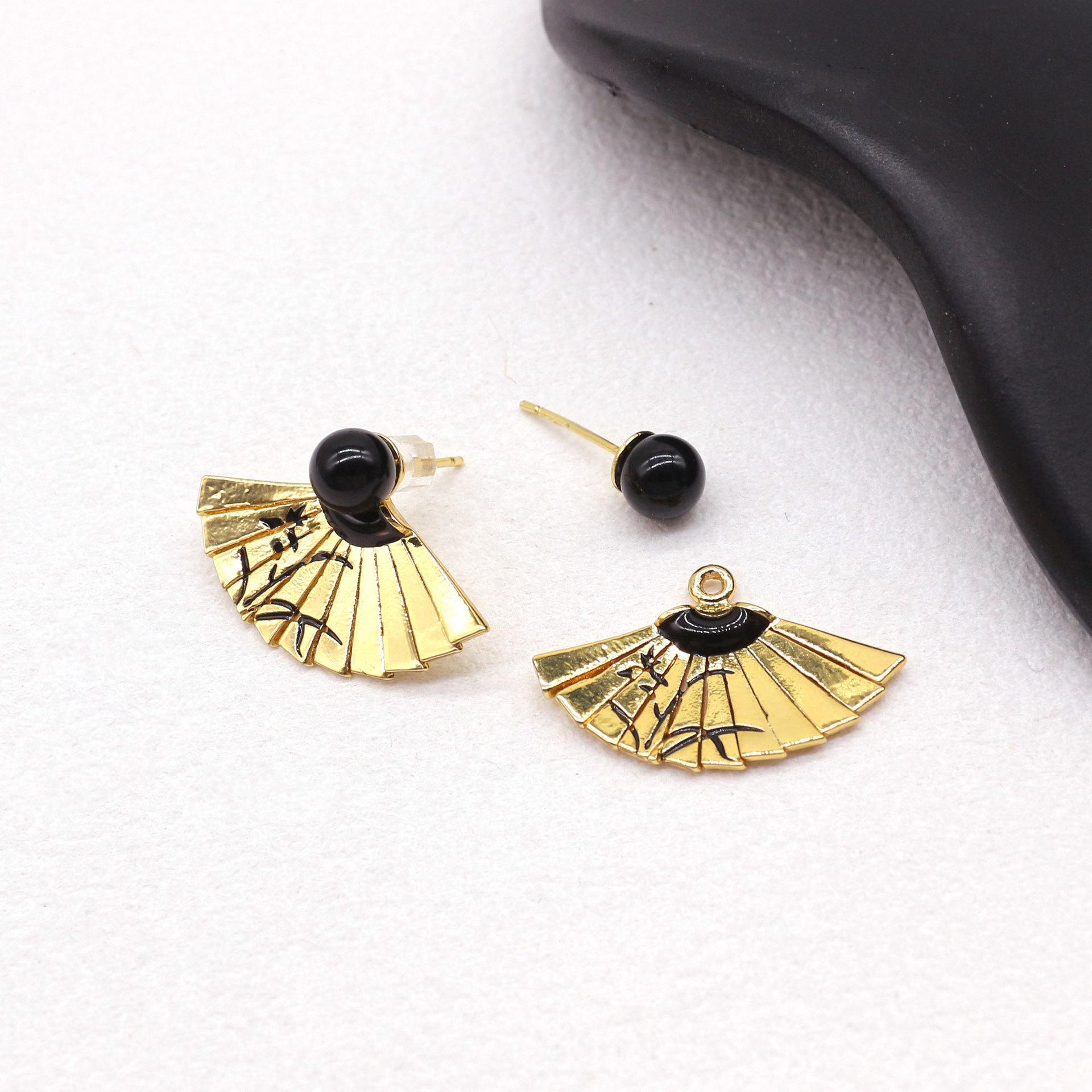 Chic Orchid Folding Fan Earrings: Luxurious, Versatile, High-End Artistic Design for Women