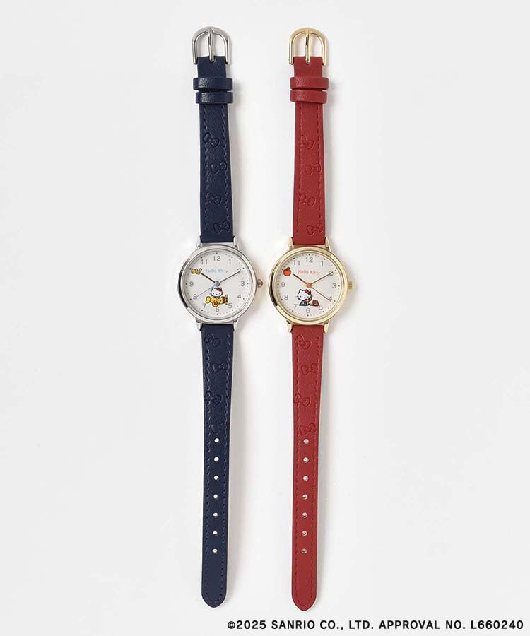 Bleu Bleuet Hello Kitty Ribbon Embossed Watch (Red)