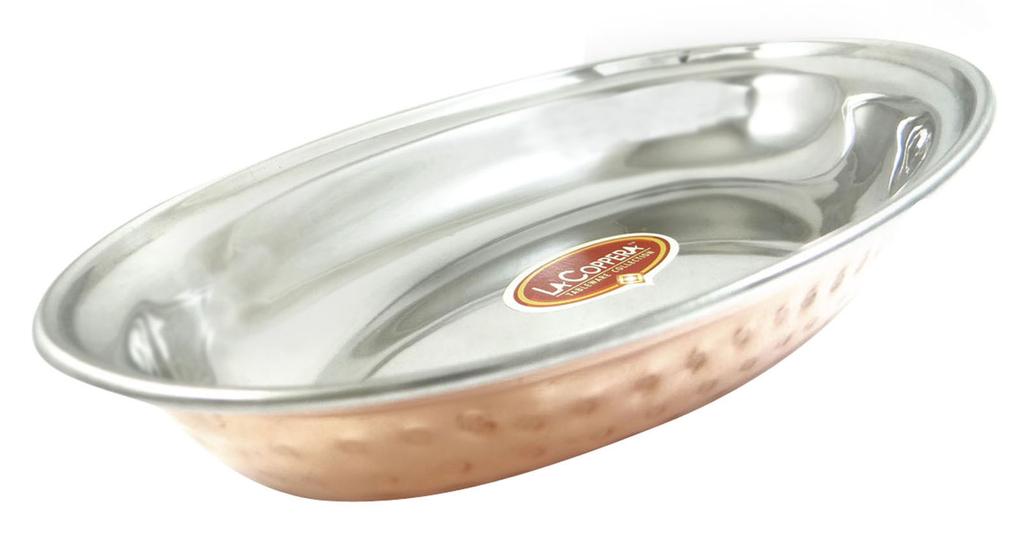 Traditionally Designed Copper Steel Oval Dish Bowl Tableware Dinnerware Kitchen