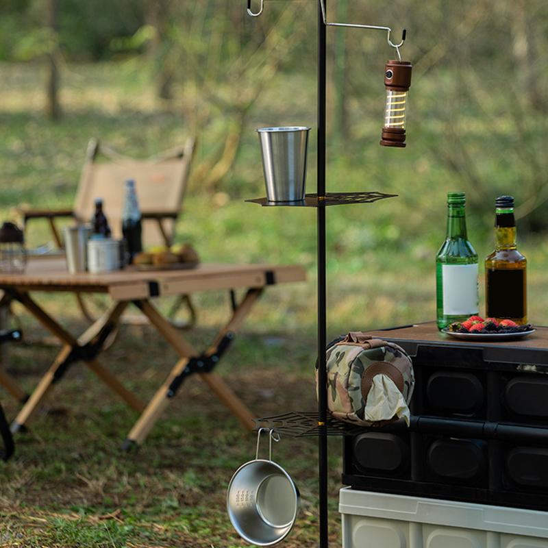 Outdoor Camping Lampenständer Ablage Tischplatte Lampenmast Geschwärzte Platte Leichter Lampenhaken Mini Tischplatte