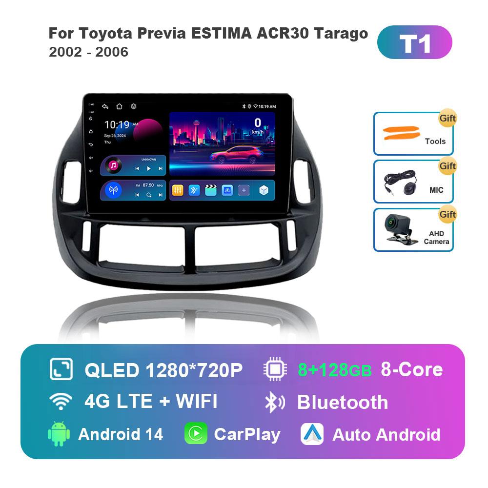Car Radio Multimedia Player Android 14 for Toyota Previa ESTIMA ACR30 Tarago 2002 - 2006 GPS 4G WiFi Bluetooth Split Screen