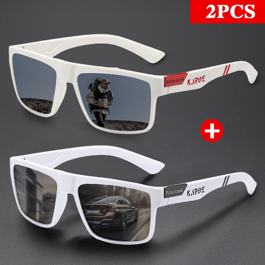 KAROS 2PCS Retro Square Sports Sun Glasses Lightweight UV400 for Fishing and Driving Unisex Vintage Outdoor Eyewear