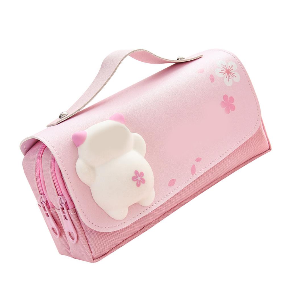 Pennfodral Dubbla Lager Stor Kapacitet Pennpåse Bärbar Söt Skolmaterialväska för Klassrum