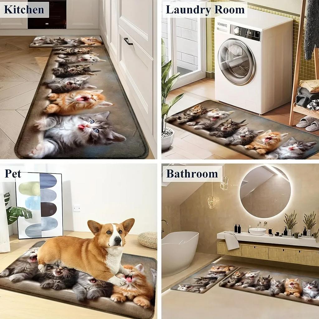 1PC Beach&Wave Pattern Door Mats Kitchen Rugs Non-Slip Pop Design Living Room Rugs Bath Mat Carpet for Home Sink Laundry Decor