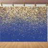 2D Royal Blue with Sparkling Gold Confetti Backdrop Photography Background Banner