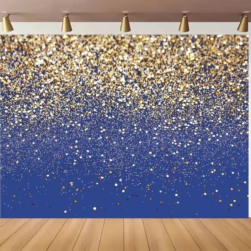 2D Royal Blue with Sparkling Gold Confetti Backdrop Photography Background Banner