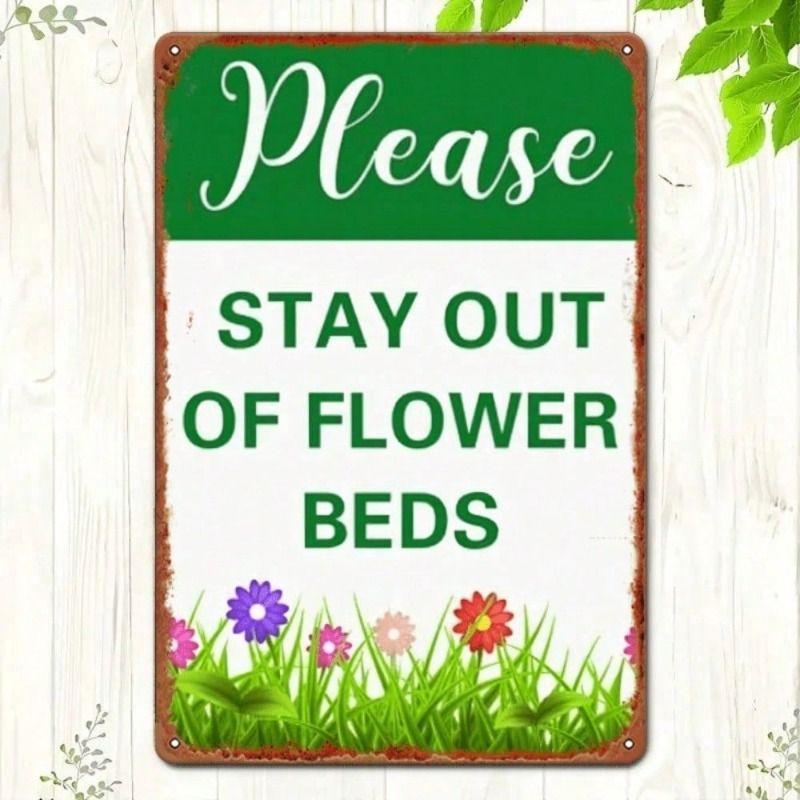 

Metal Wall Art Sign Please Stay Away Flower Bed 8x12 Inch Garden Decor for Fence