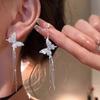Fashion Asymmetric Butterfly Tassel Earrings for Women 2026 Luxurious Zircon Crystal Tassel Earrings Wedding Jewelry Accessories