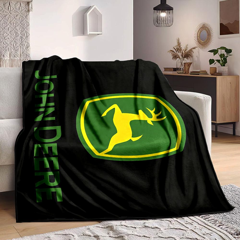 1Pc John Deere Logo Blanket Soft And Comfortable Casual Warm Camping Travel Christmas Halloween Xmas Gift M928883