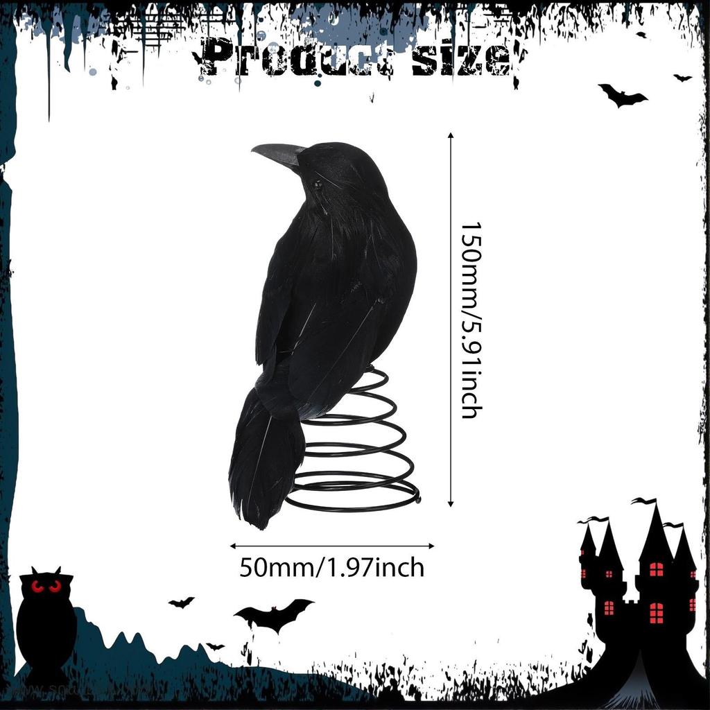 Crow Tree Topper Christmas Treetop with Spring Base Party Supplies Halloween Ornament for
