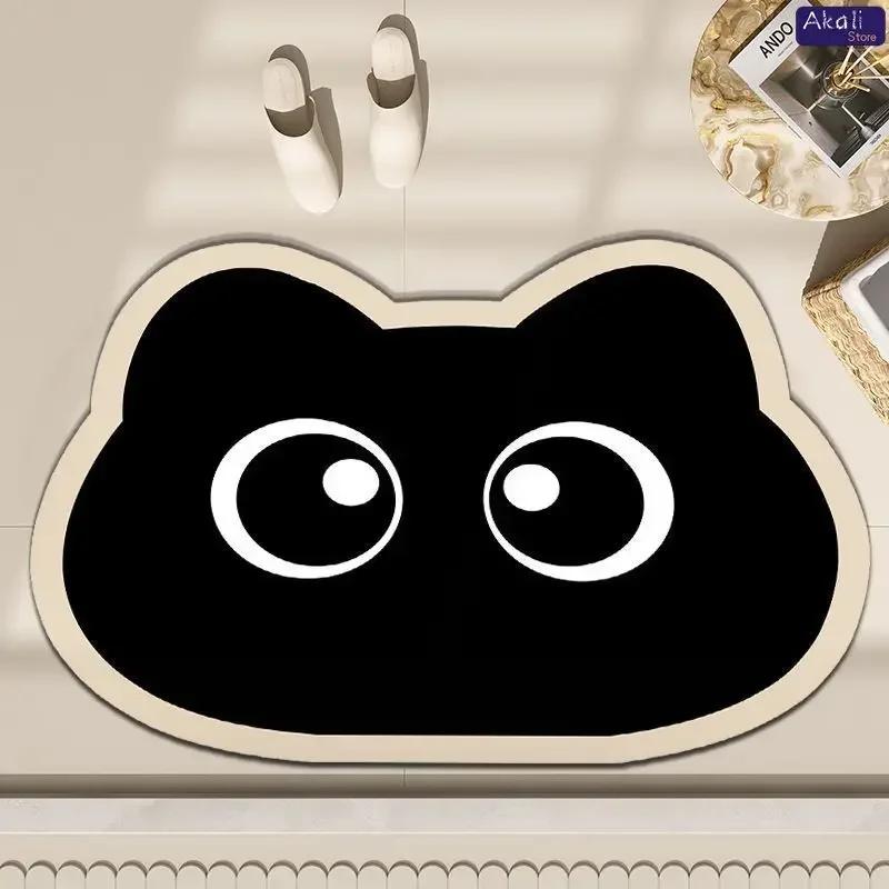 Creative Cartoon Cat Diatom Mat Soft Bathroom Mat Quick-drying Non-slip Super Absorbent Shower Floor Carpet Home Decoration