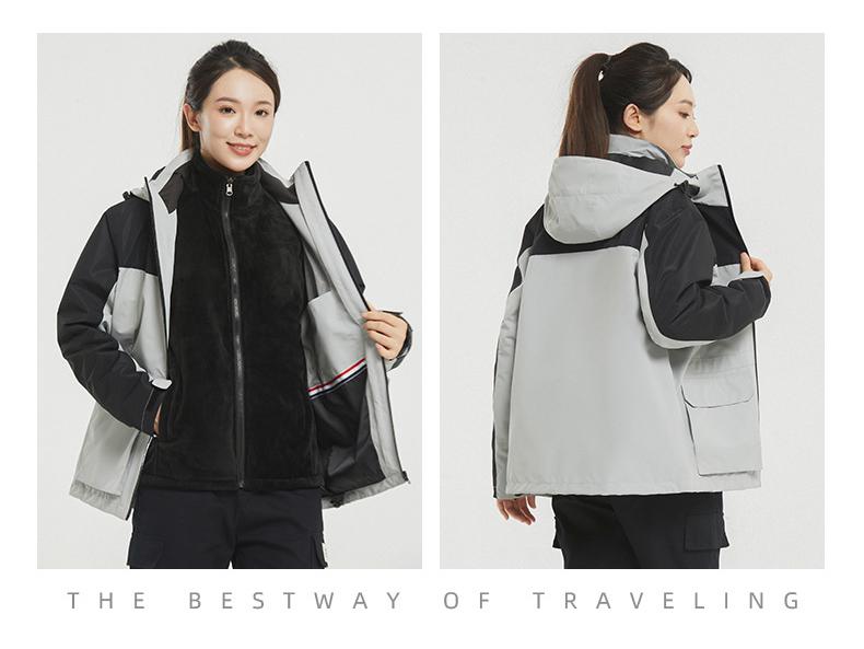 Unisex Wasserdicht Winddicht 3-in-1 Abnehmbares Jacken-Set: Fleecegefüttert, Verdickt, Warme Outdoor-Oberbekleidung