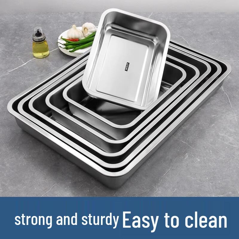 Rechteckiges Serviertablett aus Edelstahl 430