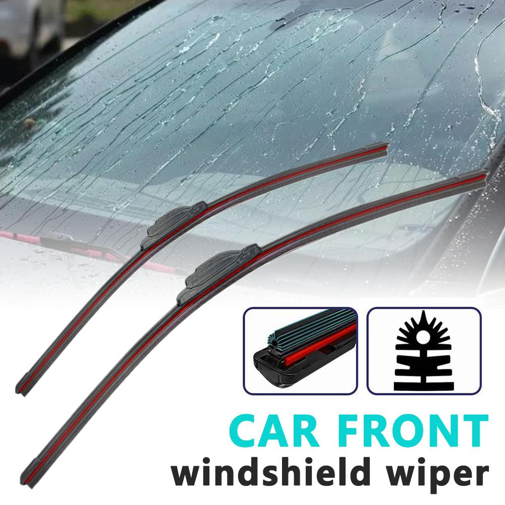 Car Wiper Mute Car Front Windshield Wiper Soft Double Rubber Strip Windshield Windscreen Wipers Accessory