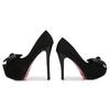 Fashion 2025 Women 14/10.5CM High Heeled Sandal Peep Toe Pumps Lady Extreme Heels Flock Red Bottom Outside Bowknot Shoes Summer Zapatos