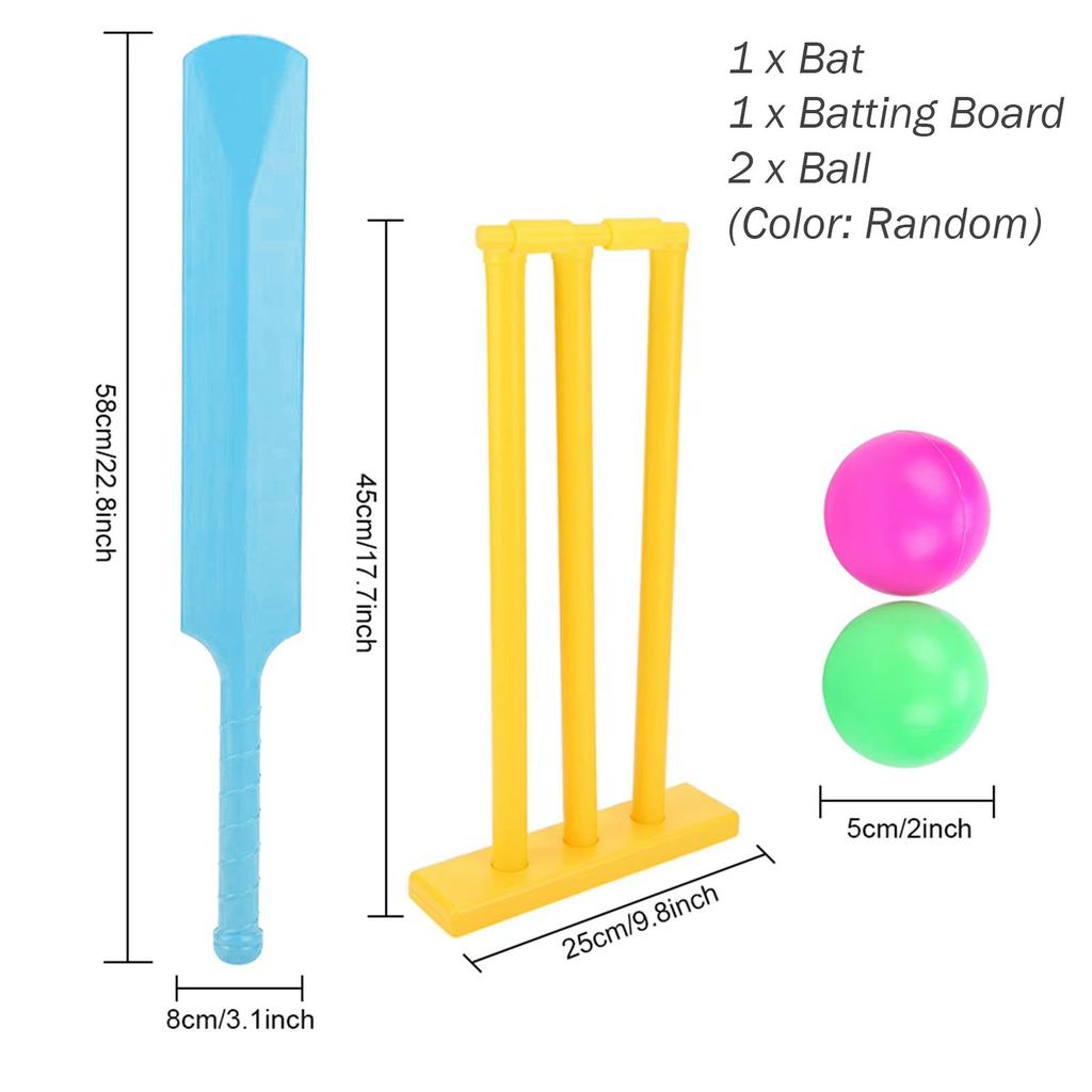 Kids Cricket Set Plastic Cricket Bat with 2 Balls and Stumps Backyard Sports Game Interactive Board Game Easy To Play
