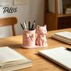 Cat Pen Holder, Cute Kitty Desk Organizer with Pens, Pencils, Makeup Brushes, 3D Printed Cat Sculpture for Home Office Desk Decor