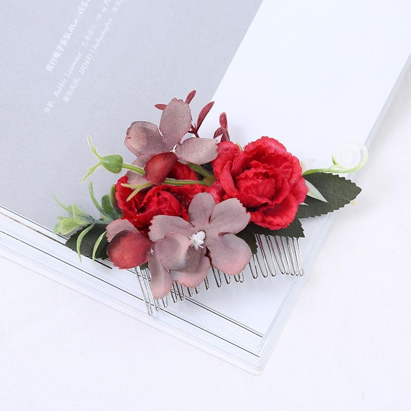 Bohemia Brides Wedding Flower Hair Comb Hairpin Bridesmaid Headdress Hair Combs Hair Accessories For Women Girls Floral Hairpins