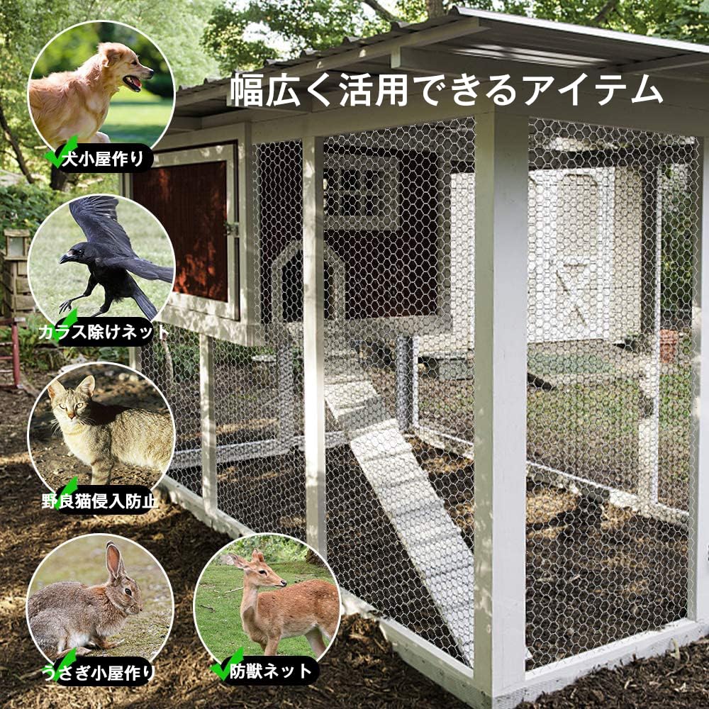 Susire Wire Mesh Fence, Animal Protection Net, Honeycomb Mesh, 1m Wide X 25m Long