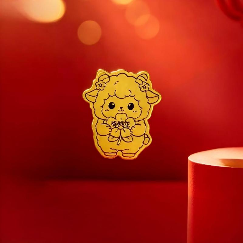2027 Year of Sheep Gold Foil Phone Sticker Lucky Wealth Attracting Decal for Phone Laptop Family Friend New Year Gift Single Sticker