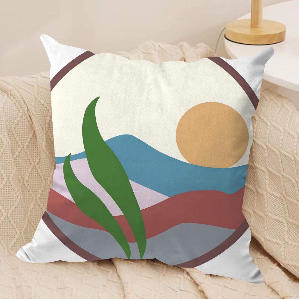 Classic Sunrise Cartoon Cushion Cover Soft Plush DoubleSided Printed Sofa Pillow Cushion Cover  AllSeason Durable Decor Gift