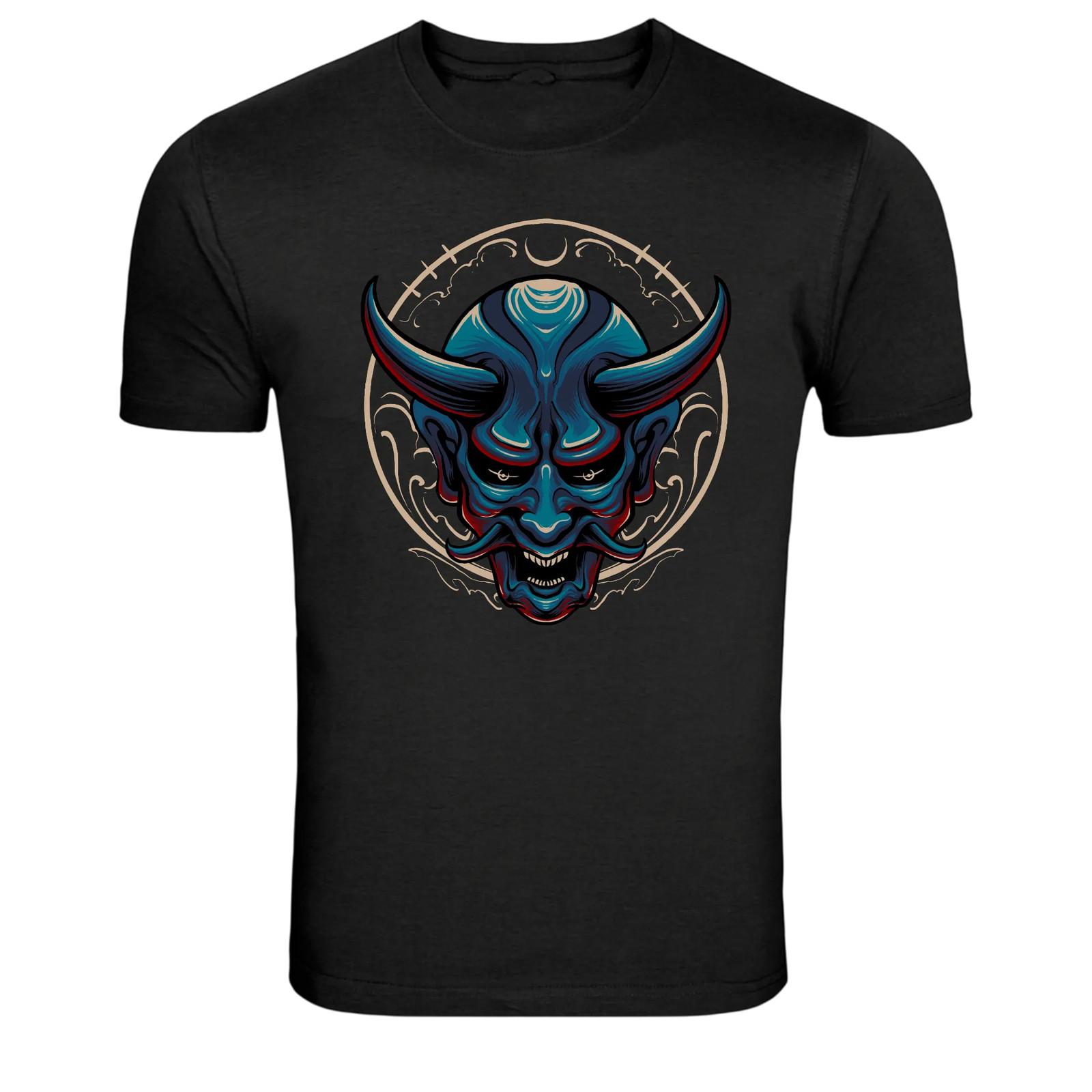 Japanese Oni Demon Mask Graphic T-Shirt Samurai Hannya Style Tee XXXL