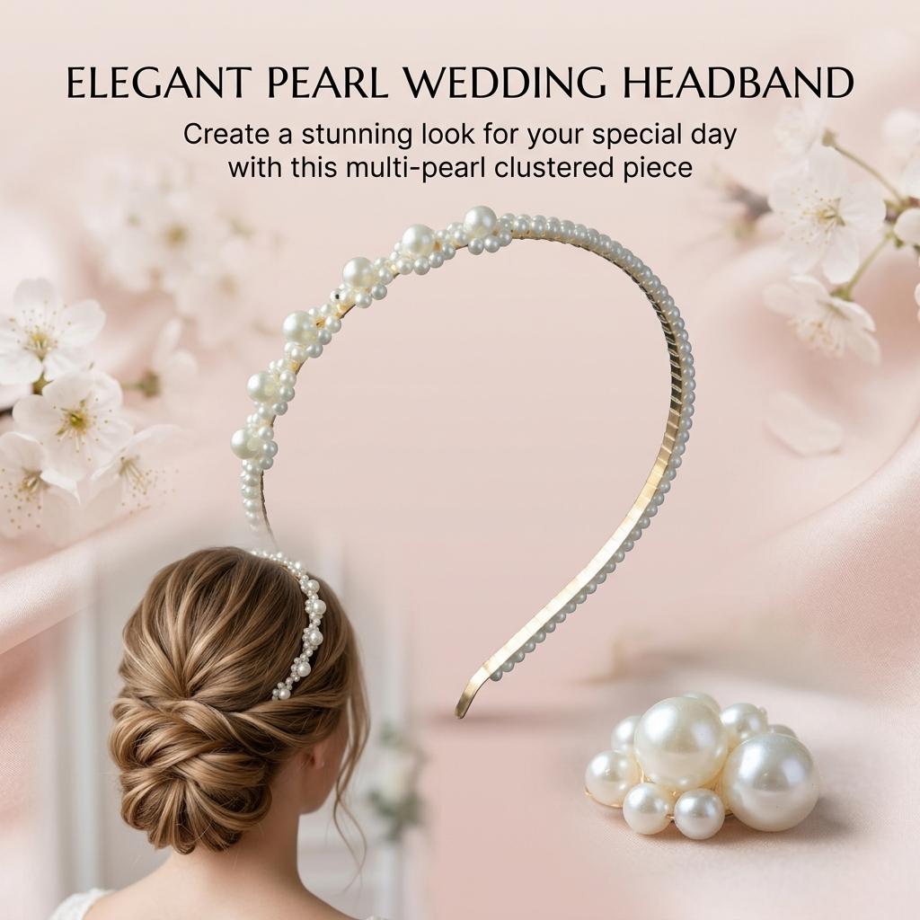 Women Retro Pearl Hairband Lightweight Alloy Headband With Elegant Design For Daily And Formal Occasions