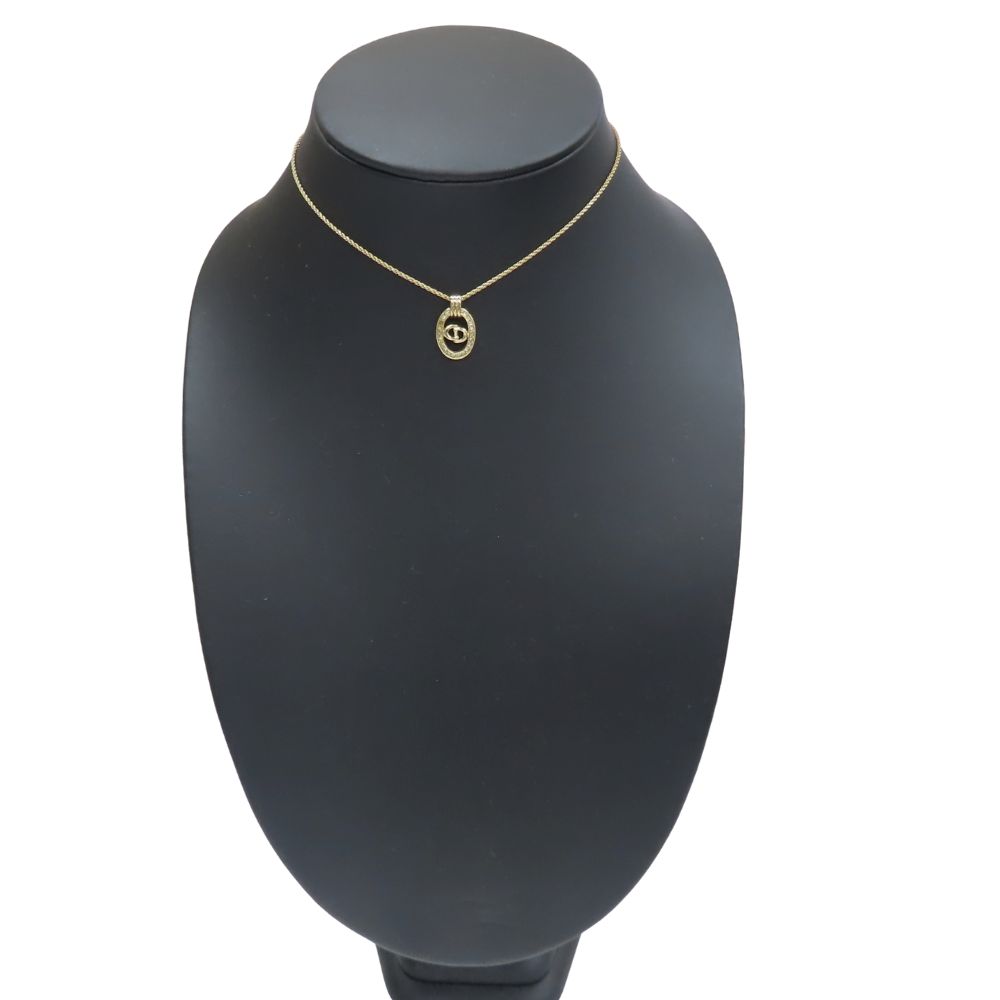 Used Christian Dior Necklace metal/Rhinestone 7.1g gold CD logo