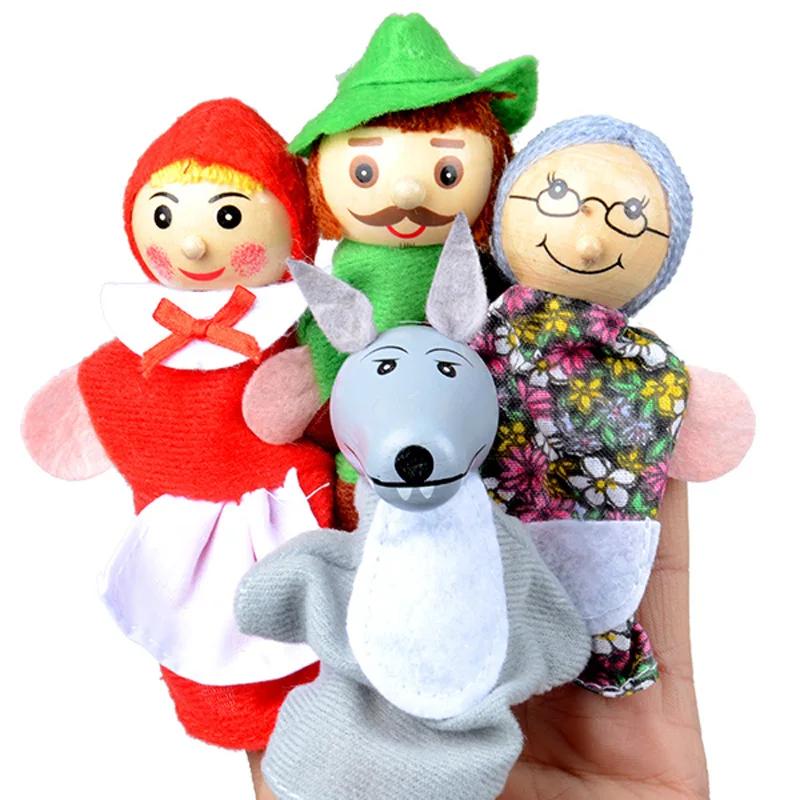 10 Pcs Animals Finger Puppets Set Baby Plush Doll Hand Cartoon Family Hand Puppet Pigs Cloth Theater Educational Toys For Kids