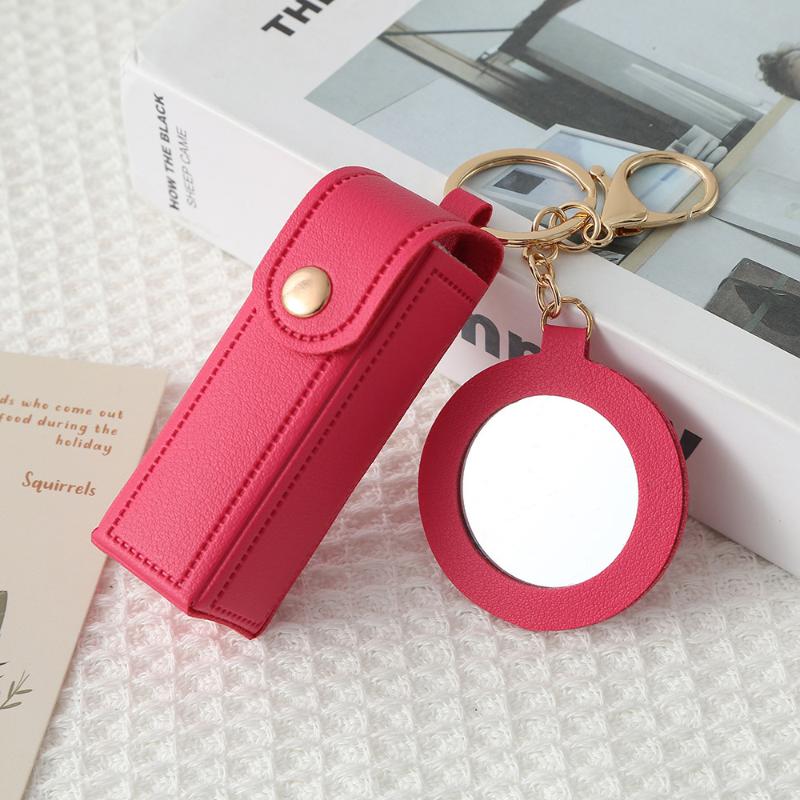 Travel Lipstick Bag with PU Leather Keychain Holder Keeps Lip Balm Safe and Accessible