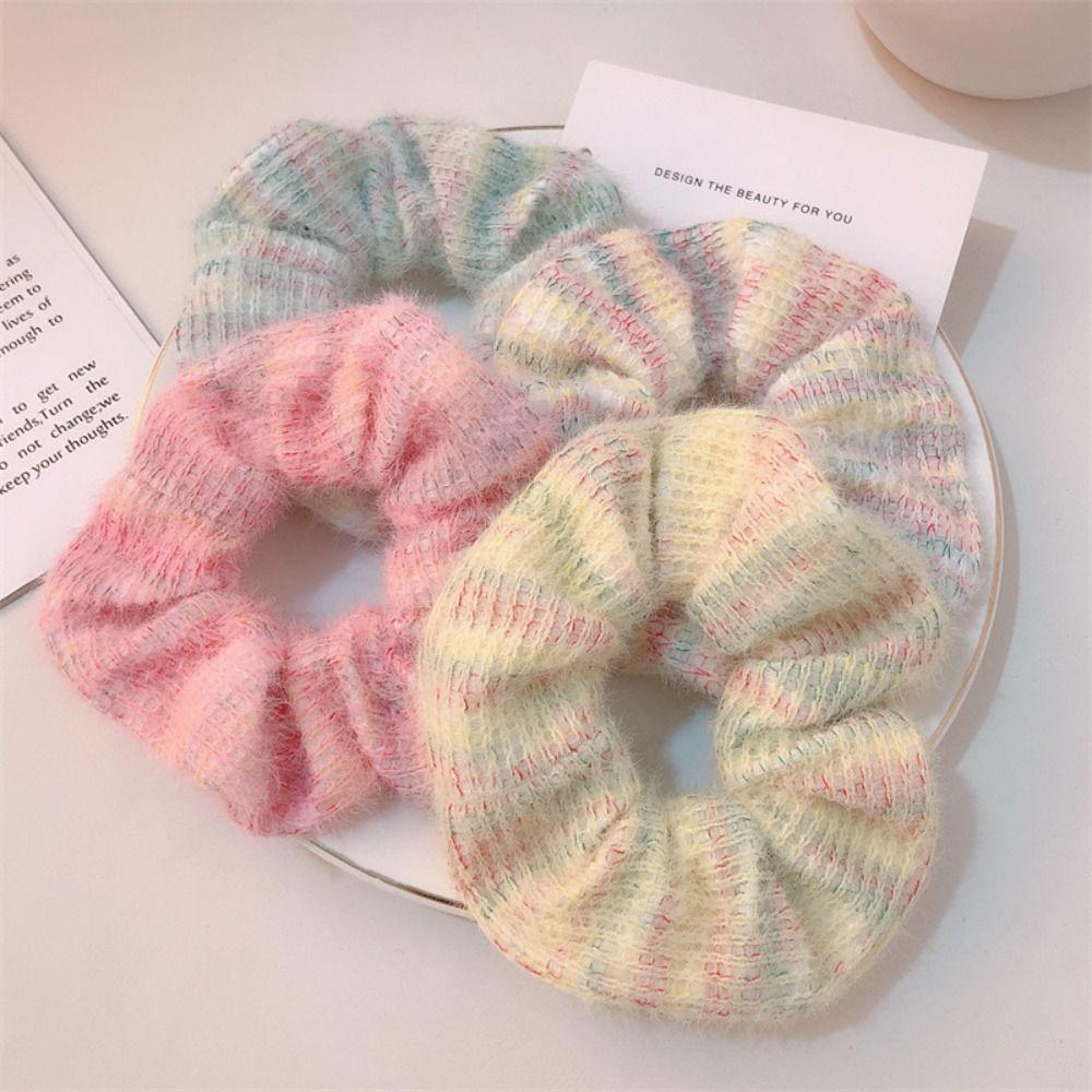 Elastic Sweet Knitted Hair Rope Rubber Band Knitted Hair Hoop Winter Plush Scrunchies  Hair Circle