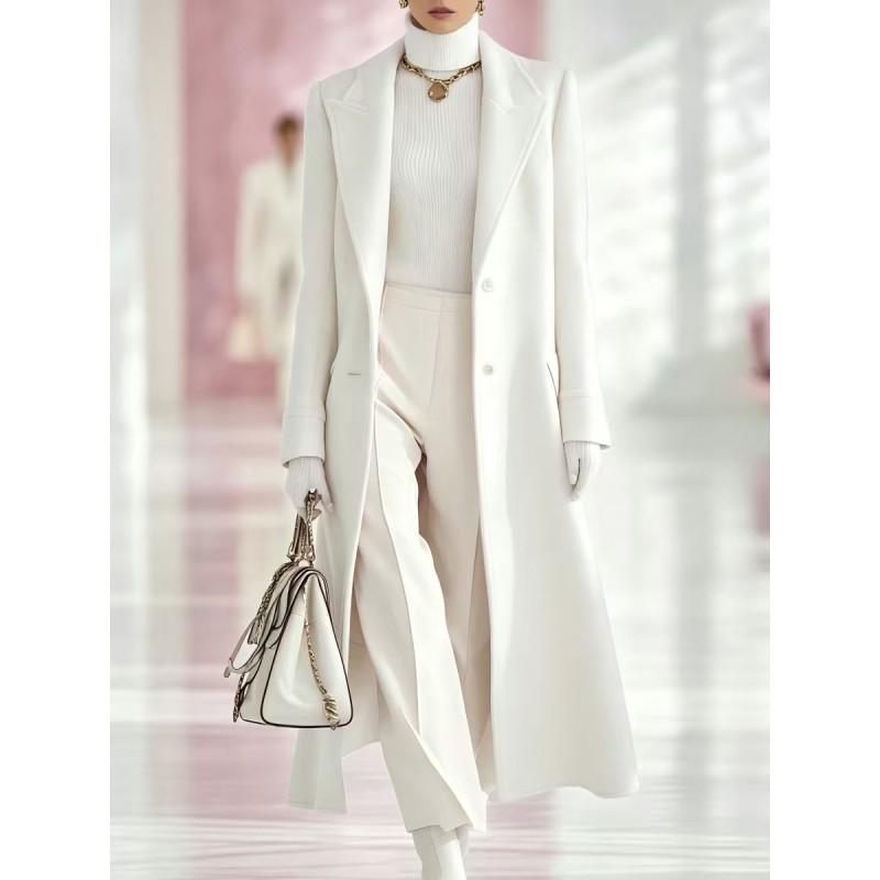 Womens Wool Blend Trench Coat Long