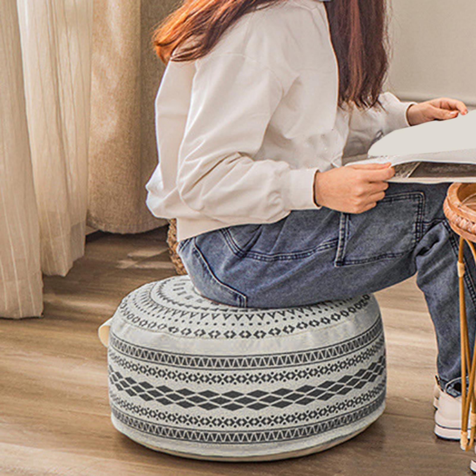 Большой чехол для пуфа Декор спальни Текстурированный Декоративный Ручной работы Плетеный Подставка для ног black 3370₽