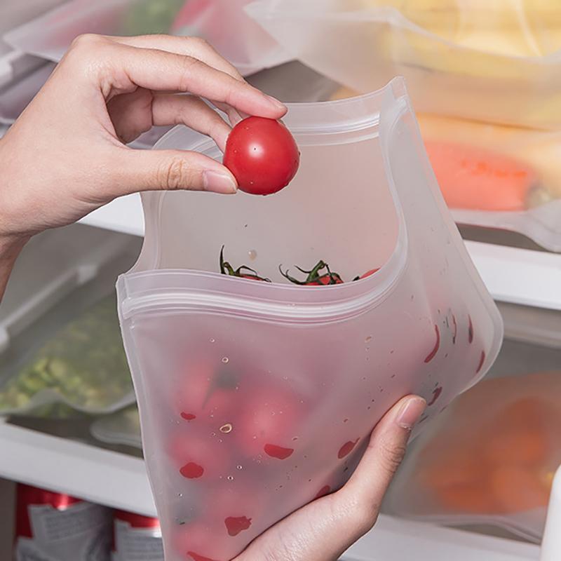 Silicone Food Storage Bag Reusable Stand Up Zip Shut Bag Leakproof Containers Fresh Bag Food Storage Bag Fresh Wrap Ziplock Bag