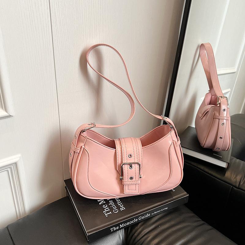 

Premium sense underarm bag women s 2025 spring and summer new fashion saddle bag niche design simple single shoulder oblique span women s bag 26*9*15 розовый