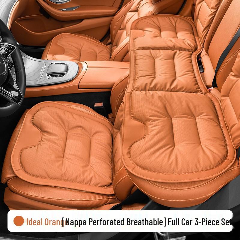 Luxury Nappa Leather Non-Slip Car Seat Cushions for Five-Seater - Thickened Design for Front and Rear Seats