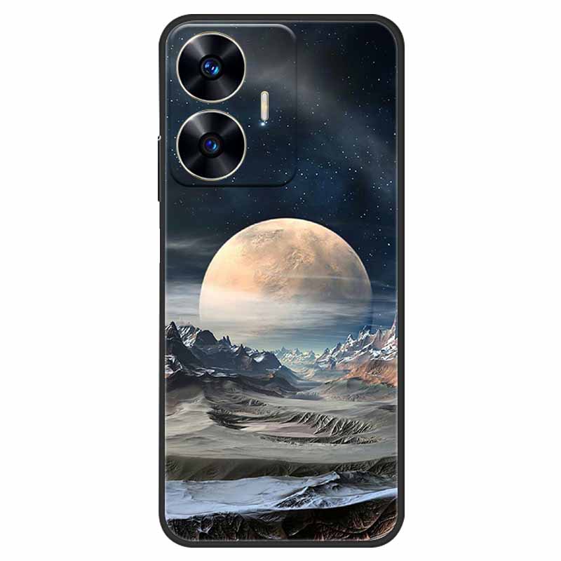 Phone Cover For Realme C55 Case Black Silicone Fundas For Realme C55 RMX3710 TPU Soft Back Coque Star Painted on RealmeC55 C 55