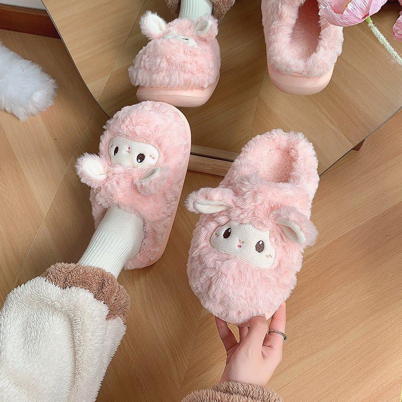 Shi Xiao Baotou Slippers New Autumn and Winter Cute Cartoon Warm 2025 Home Winter Cashmere Cotton Slippers Women