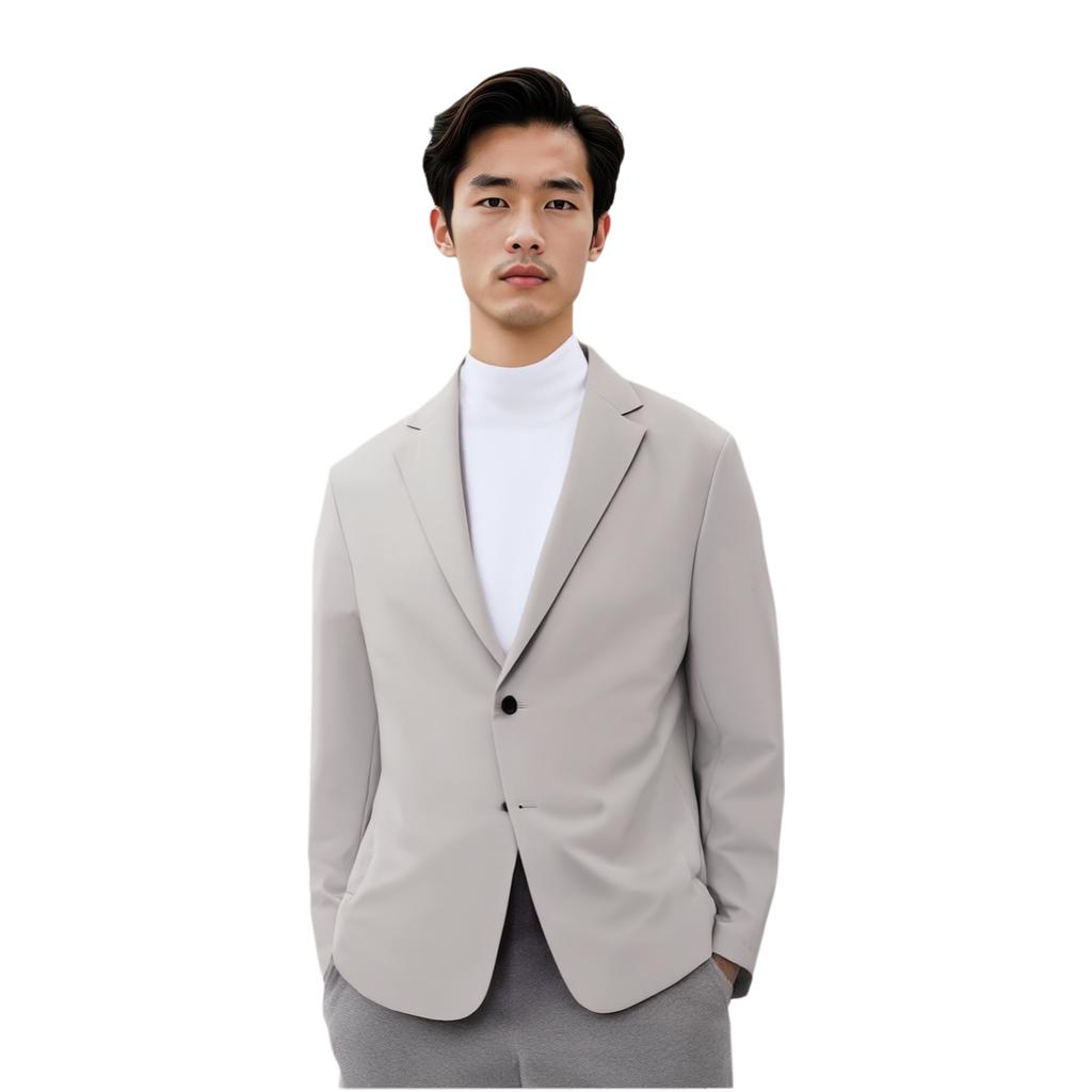 Uniqlo X Theory Collaboration Plain Single-Breasted Casual Suit Men Suits Light-Gray 446917-02