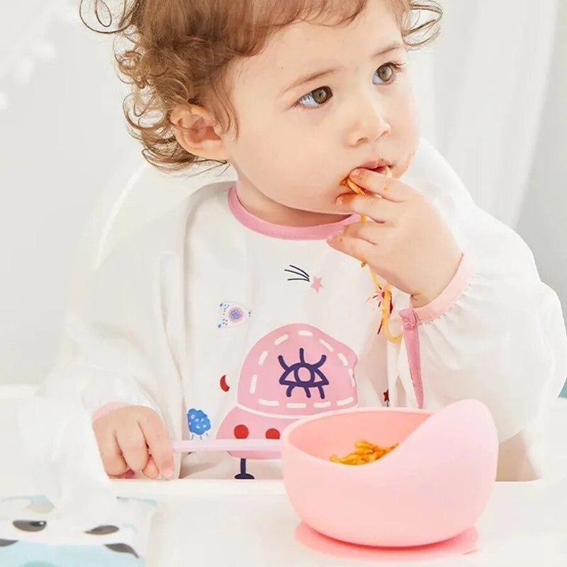 Food Grade Silicone Baby Feeding Bowl Spill-proof Kids Dinner Tableware Set Safe High Quality Infant Self-feeding Dish Nursery Accessories