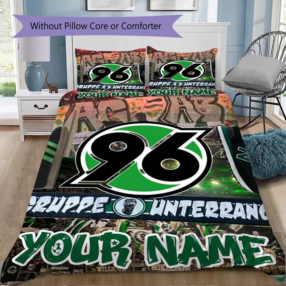 Custom Name Hannover 96 Pattern Bedding uilt Set uilt Cover Pillowcase Home Decoration Birthday Gift (1*duvet cover+2*pillowcase without core)