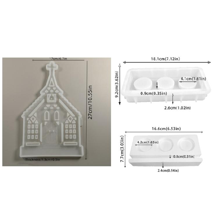 Candlestick Mold Plug-in Candle Holder Mould Church Shaped Candle Base Mold Easy Release Mold for Home Decoration